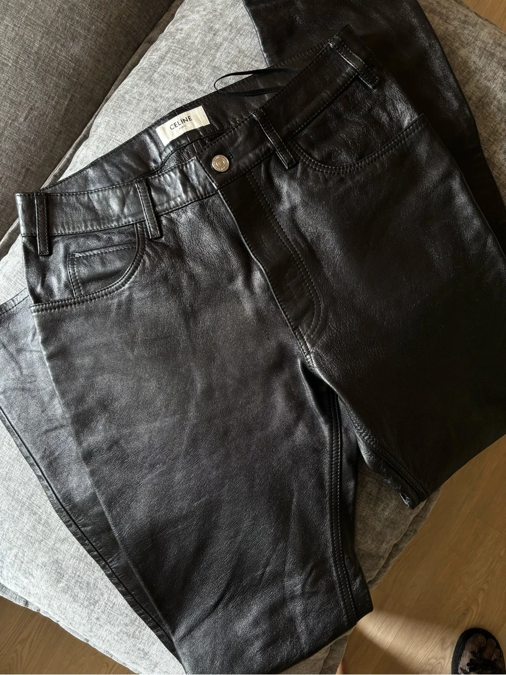 Celine Black Leather Pants